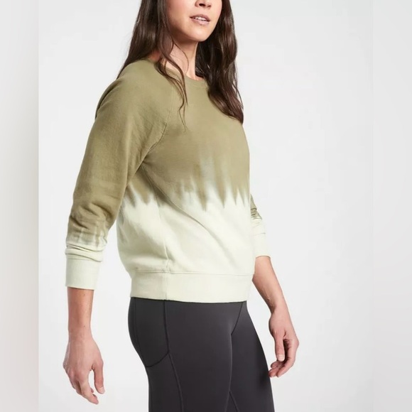 [Athleta] Sundown Dip Dye Sweatshirt in Shadow Olive Size 1X - Picture 2 of 10